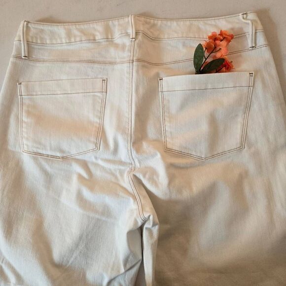 Spartina 449 Womens Ellington Embroidered Frayed Kick Flare Jeans Pearl White 14 - Picture 5 of 12